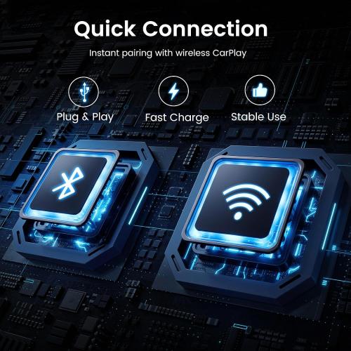 Wireless CarPlay Adapter for iPhone - Convert Wired to Wireless, Mini USB Design, Plug & Play - Compatible with Cars with Apple CarPlay - Includes USB-C Cable - Fast Connection, No Latency