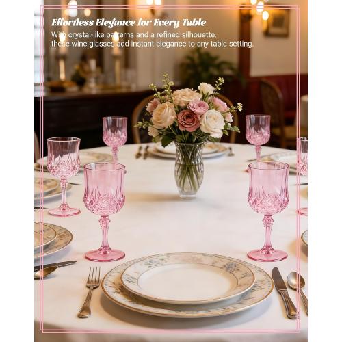 Pink Plastic Wine Glasses Acrylic Goblets Unbreakable