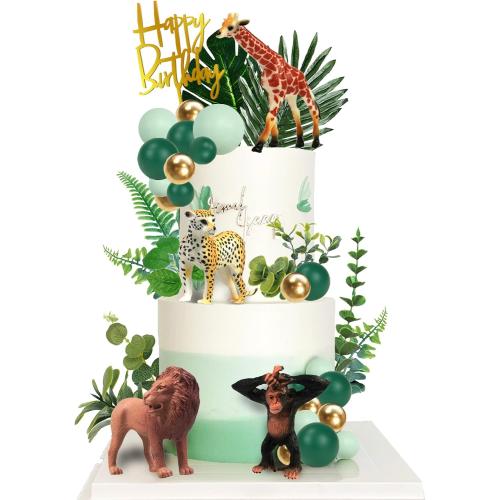 40 PCS Safari Cake Toppers Animal Cake Decorations for Jungle Birthday