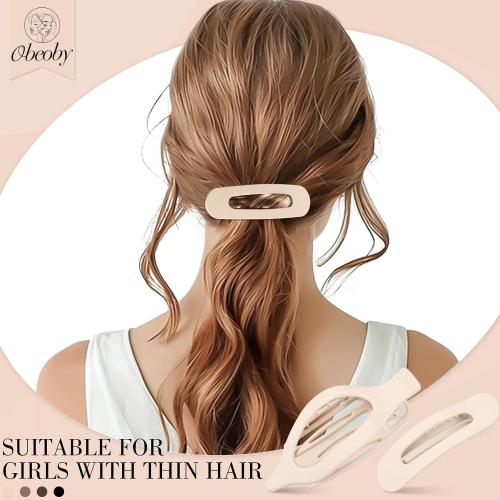 obeoby 8 Pcs Flat Hair Claw Clips For Women Girls, Matte Natural Colors