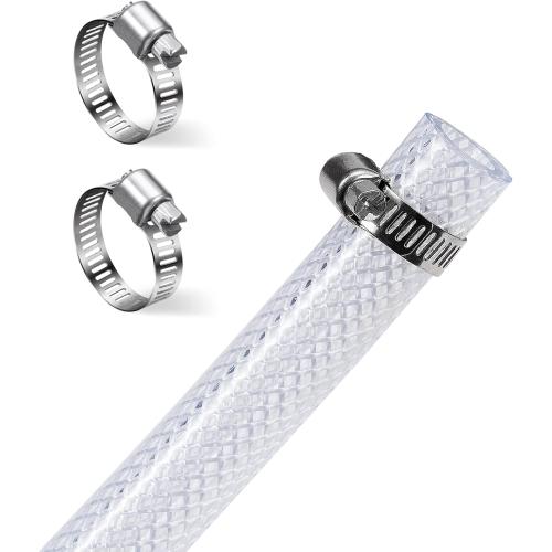 DAVCO 5/16 ID × 10ft Heavy Duty Braided Clear Plastic Vinyl Tubing & Clamp