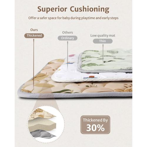 Blissful Diary Baby Play Mats for Floor, 71x59 Inch Extra Thicker & Large Soft Cushioning Foam Playmats for Babies and Toddlers, Foldable Washable Baby Crawling Mat for Playpen, Earth Tones Design