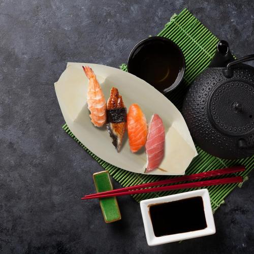 Hoolerry 1000 Pcs Disposable Bamboo Boat Plates for Sushi Serving Tray Bar