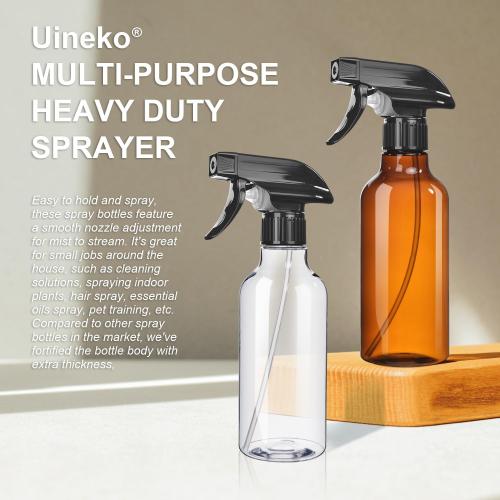 Uineko Empty Spray Bottles, Mist & Stream, Heavy Duty Sprayer, 2-Pack 10 Oz