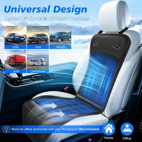 ‼️could have missing items ‼️Cooling Car Seat Cover: 2-in-1 Car Seat Cushion with Massage & Ventilation, 12V/24V Universal Fit for Car/Truck/SUV, Intensity, Breathable & Comfortable (Black)