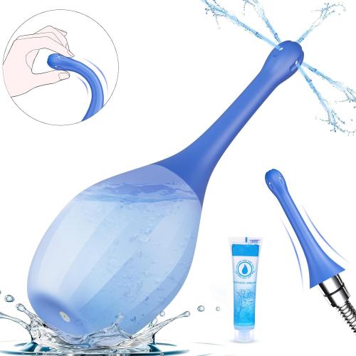Enemas Anal Douches for Men Women - Anti Backflow Bendable Silicone Enema Bulb Kit Connectable with Shower Tube, Portable Travel Bidet Flusher Enema Douche Kit for Women Men Colon Cleanse with Lube