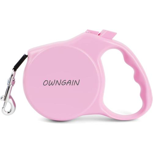 Pink Retractable Dog Leash,Strong Nylon Tape-One-Handed One Button Lock for Puppy, Cat, Pet Walking and Training,16ft Dog Walking Leash with 360°Tangle-Free Design,Anti-Slip Handle (Pink -Small)