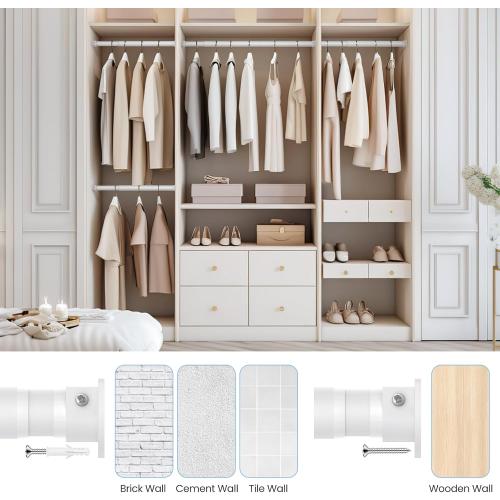 Closet Rod, 17-84in Stepless Adjuatable closet rods for Hanging Clothes
