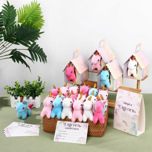 Blueweenly 37 Pcs Adopt a Unicorn Party Favors Set Mini Unicorn Plush Gift