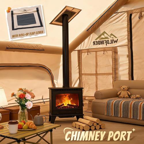 Inflatable Tent with Skylight, Quick Setup Blow Up Tents with Pump, Hot Tent with Stove Jack, Waterproof Oxford Inflatable House for Camping, Air Glamping Tents for Camping Adult