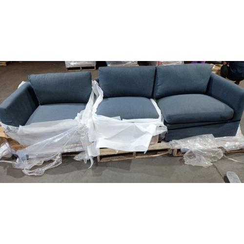 Cloud Deep Seat Couch, Modern Comfy Chenille Modular Sectional Sofa for Living Room Set, Upholstered Modular 3-Seats Sofa Couch, Blue