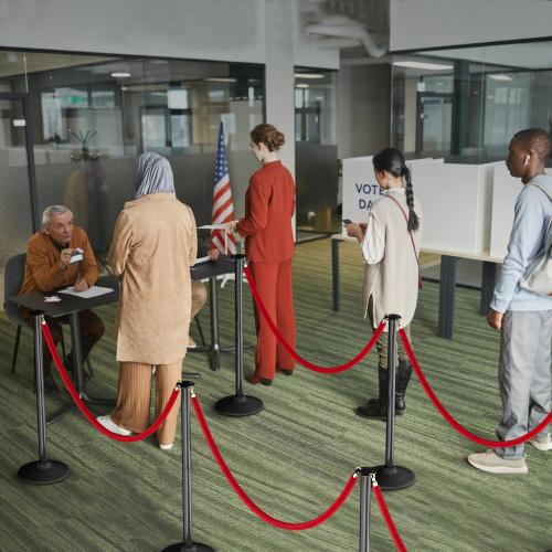 RoadHero Plastic Stanchion Post, Red Carpet Ropes and Poles with Weighted Base, Velvet Rope Barrier for Crowd Control, Party and Movie Theater, 2 PCS