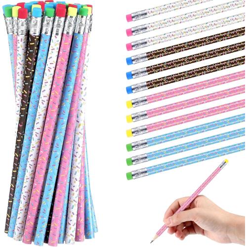 48 Pcs Donut Sprinkle Pencils with Eraser Back to School Supplies