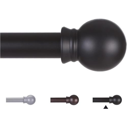 Curtain Rods for Windows 31 or 46 Inch, 5/8 Diameter Black Curtain Rod Adjusts Length by Splicing, Suitable for Bedroom, Living Room,Kitchen,Farmhouse, Outdoor
