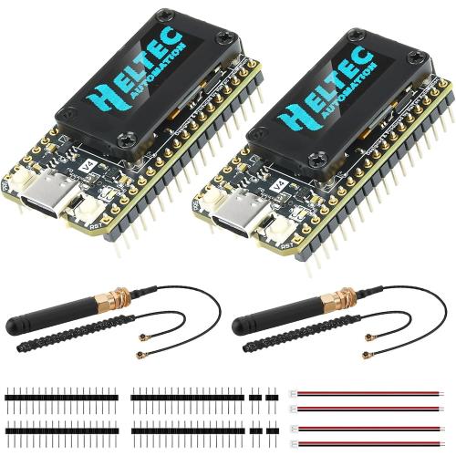ESP32 LoRa V4 Development Board,Upgraded 863-928 MHz 16MB Flash ESP32-S3 SX1262 LoRa Module WiFi Bluetooth,Supports GPS,Solar for IOT Meshtastic Arduin0, 2-Pack