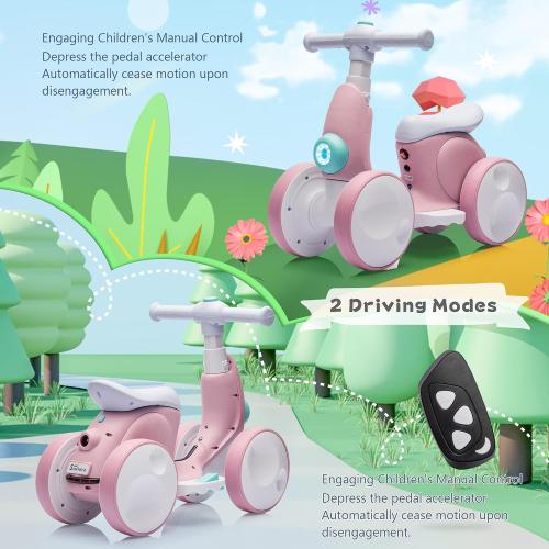 6V Electric Balance Bike with Bubble Machine, Ride on Toys(Pink)