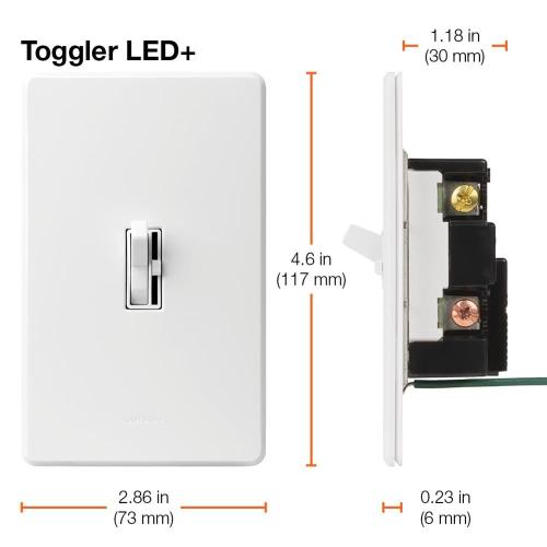 Lutron Toggler Single-pole/3-way LED Toggle Light Dimmer Switch, Light Almond