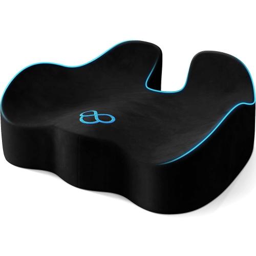 Seat Cushion, Memory Foam Chair Cushions for Tailbone/Sciatica Easing, Chair Pillow with Handles for Car, Office Chair Cushion with Non-Slip Design, Ideal for Post-Surgery Recovery(Black)