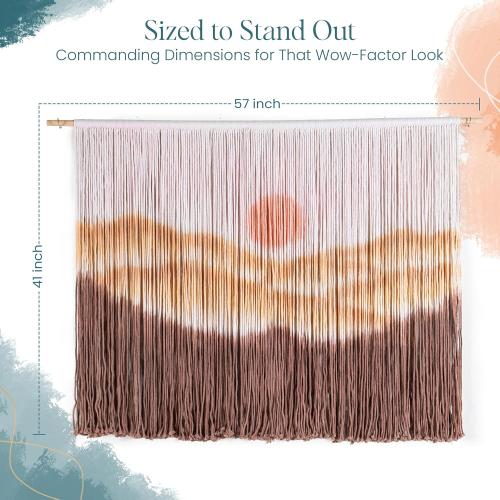 Ductra Macrame Wall Hanging Macrame Wall Decor Tie-Dye Tapestry Living Home Room Decor 57 Wx 41 L