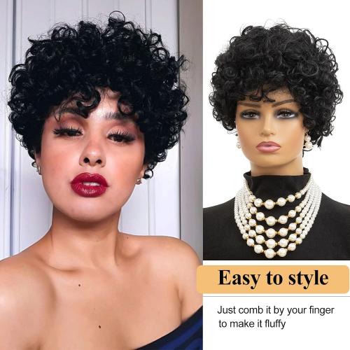 Short Curly Wigs for Black Women Short Pixie Cut Wig Curly Wigs for Women