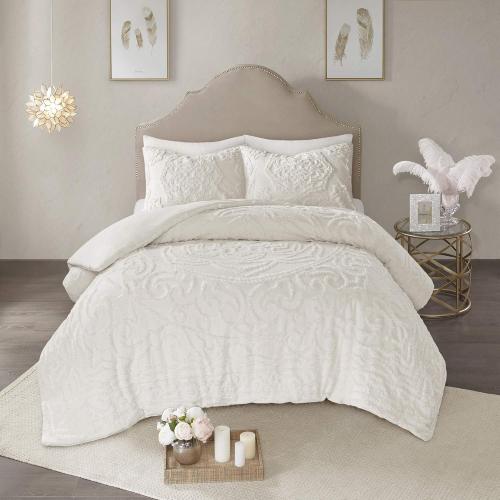 Comforter Bohemian Tufted Cotton Chenille, Medallion Shabby Chic All Season Down Alternative Bed Set Size Queen