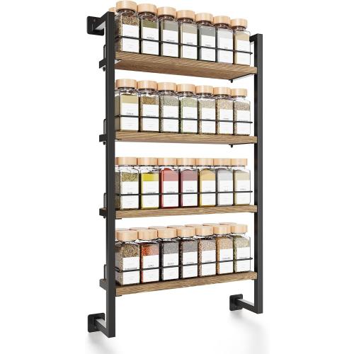 ZICOTO Space Saving Spice Rack Organizer Shelf for Wall Mount - Easy To Install Modern Hanging Racks For up to 56 Jars - Perfect Seasoning Organizer For Your Kitchen