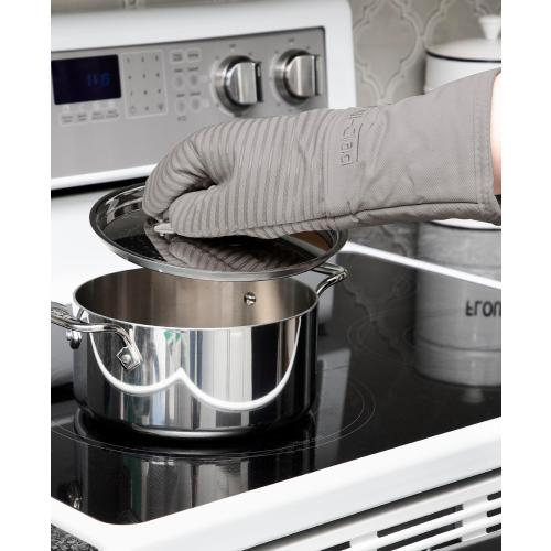 All-Clad Silicone Oven Mitts: Heat Resistant up to 500 Degrees - 100% Cotton & Silicone, 14x7 Oven Mitt for Kitchen and Barbeque, 2-Pack, Titanium