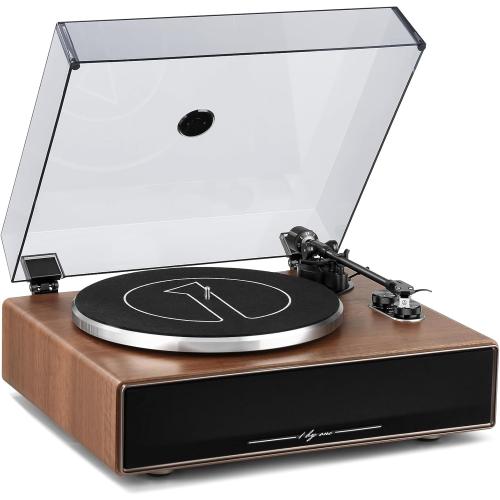 1 BY ONE Vinyl Record Player with Built-in Speakers, Belt-Drive Turntable