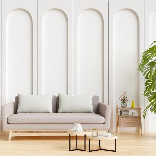 Nuanchu 4 Set Arch MDF Wall Molding Kit 118 x 31.5 Inch Pre-Cut Arch Wainscoting Panel Board and Batten Wall Panel Decor Paintable Accent Kit for DIY Home Bedroom Living Room Decor
