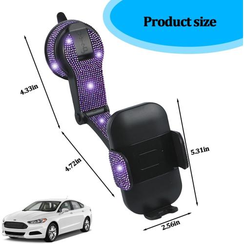 360 Degree Rhinestone Suction Mobile Phone Mount, Purple