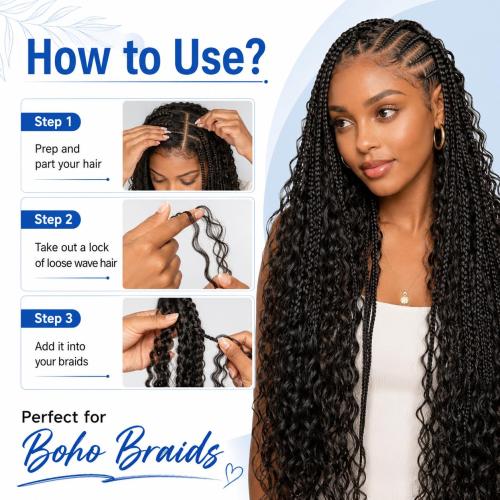 Human Braiding Hair for Boho Braids, 20 Inch 110g Deep Wave Bulk