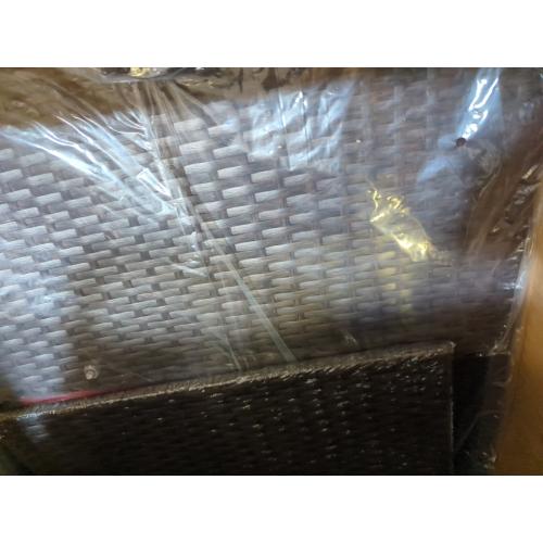 Outdoor Set, 2 Corner Chairs and 1 Glass Square Table Gray Weave Pattern