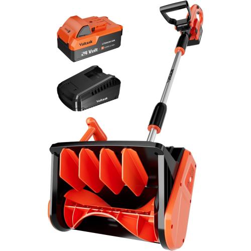 Cordless Snow Shovel, 24V | 13-Inch | 4-Ah Cordless Snow Blower, Battery Snow Blower with Directional Plate & Adjustable Front Handle (4-Ah Battery & Quick Charger Included)
