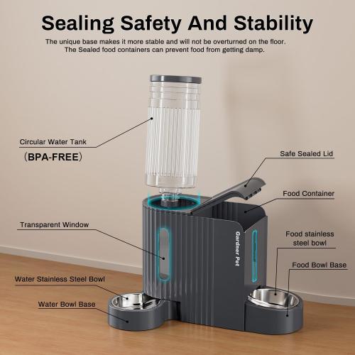 USED ‼️ Gravity Automatic Cat Feeder, Water & Food Dispenser Set, Stainless Bowls