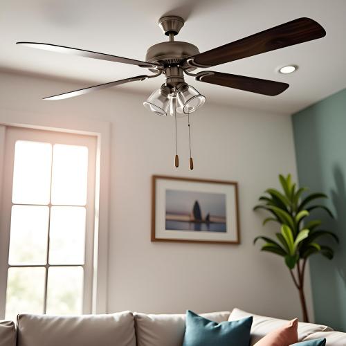 Aspen Creative 22011-1, Three-Light Ceiling Fan Light Kit with Pull Chain, Brushed Nickel Finish with Clear Glass Shades, 13-1/8 Diameter x 6-3/4 Height