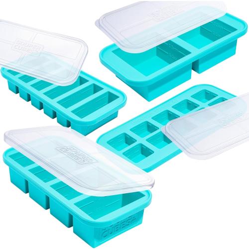 Souper Cubes Silicone Freezer Molds Gift Set, Aqua | 2 Tbsp, 1/2 Cup, 1 Cup and 2 Cup Silicone Molds for Food Set, Perfect for Freezing Soup, Grains, Proteins, Herbs and More‼️light dirt‼️