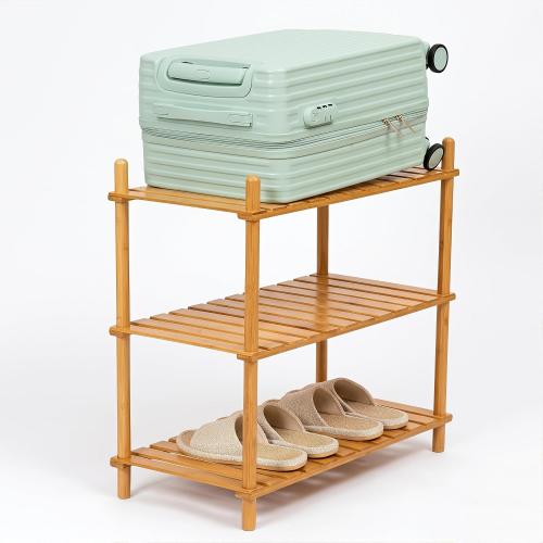 GOGOGO 3-Tier Bamboo Freestanding Shelf | Tool-Free,150lb,Multifunctional Small Bookcase Wood Shelf for Bathroom, Kitchen, Office (Natural, 9.0“H（3 Tier Heightened)