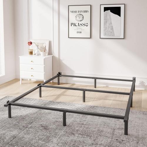 Full Bed Frame,9 Inch Heavy Duty Base for Box Spring, 9-Leg Support,Easy Assembly,Non-Slip,Noise-Free, Black