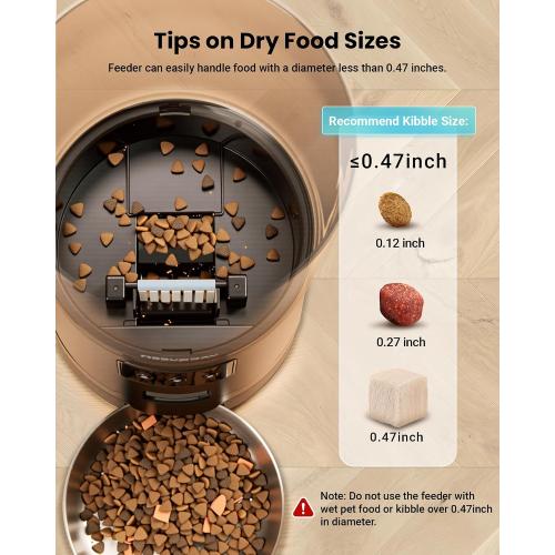 Automatic Cat Feeder for 3 Cats with WiFi Control, Anti-Jam System, 6L