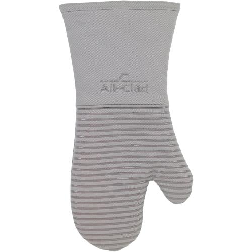 All-Clad Premium Silicone Oven Mitt: Heat Resistant to 500 Degrees - 100% Cotton & Silicone, 14x7 Pot Holder for Kitchen and Barbeque, (2-Pack), Titanium Gray