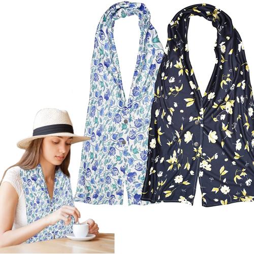 VOPHIA 2 Pack Adult Bib Dining Scarf for Women Microsuede Washable Reusable Food Clothing Protectors Dining Mouth Towel Scarf