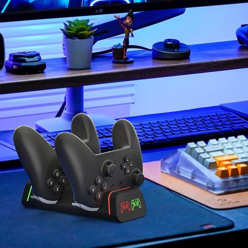Controller Charging Dock for Switch Pro & Switch 2 Pro Controller, PS5 Controller, Xbox Series X|S & Elite 2, 2-Port LED Charging Station (Not for PowerA/3rd-Party Pro), 5V2A Recommended