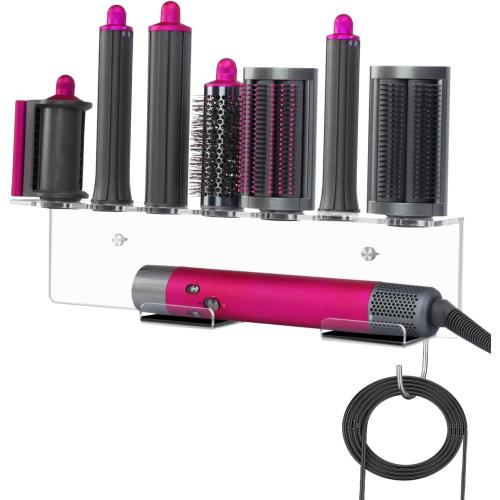 Wall Mount Holder Compatible with Airwrap – Clear Acrylic Organizer Rack for Hair Styler & Attachments, Space Saving Wall Storage for Bathroom or Vanity