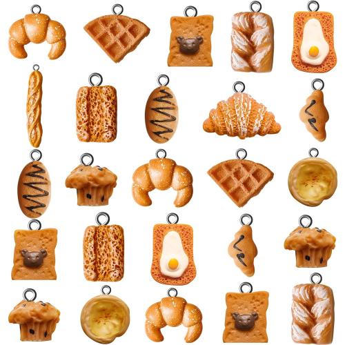 Sureio 60 Pcs Bread Toast Charm Bulk Resin Food Charms for Jewelry Making