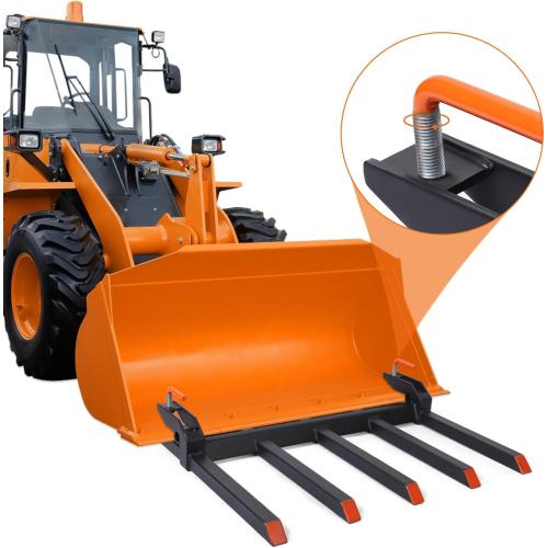 USED ‼️ Garvee Clamp on Debris Forks to 48 in Bucket, Heavy Duty 5 Fork Tines Clamp-on Pallet Attachments with 2500 LBS Capacity Fit for Tractor Bucket, Loader, Skid Steer