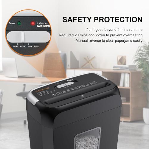 Bonsaii 6-Sheet Cross Cut Paper Shredder for Home, 3.4 Gal Bin