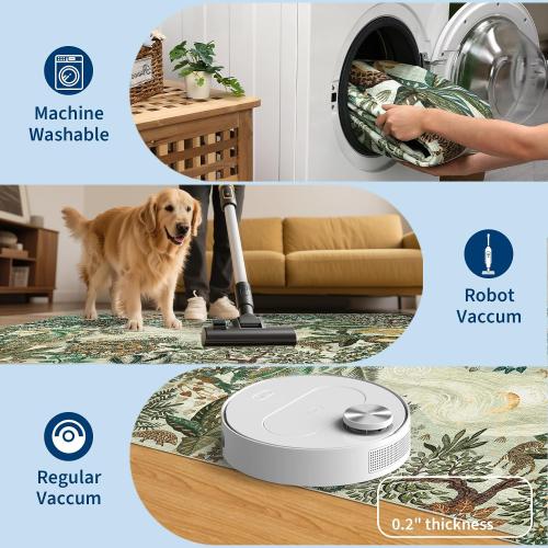 GarveeHome 6x9 Area Rug Jungle Green Washable Rugs for Living Room Bedroom, Soft Low Pile Non Slip Accent Floor Mat Animal Print Tiger Throw Rug Indoor Carpet Dining Room Playroom