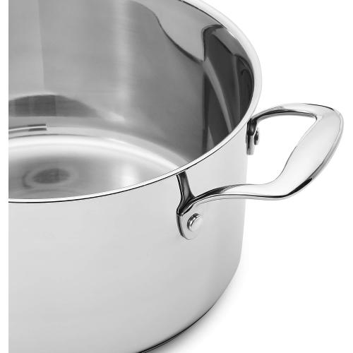 Amazon Basics Stainless Steel Cookware 11-Piece Set, Oven Safe, Pots and Pans, Induction-Ready, Even Heating, Easy to Clean, Heavy Duty, Silver