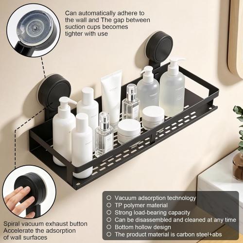 Suction Cup Shelf for Mirror,No Drill Carbon Steel Rack