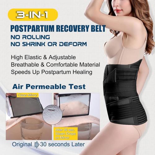 ChongErfei 3 in 1 Postpartum Belly Wrap Recovery Band Belt Abdominal Binder